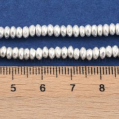 電気めっき合成非磁性ヘマタイト ビーズ 連売り  ファセットロンデル  銀メッキ  2x4x2mm  穴：1mm  約180個/連  16.14''（41センチメートル）&nbsp;G-U003-12A