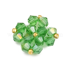 グリーンカラーテーマの透明ガラスビーズ編みカボション5個  クローバー  ミックスカラー  16x16x4.5mm&nbsp;PALLOY-JF04465-02