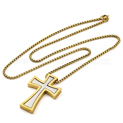 201 Stainless Steel Cross Pendant Necklaces&nbsp;NJEW-S007-20C-GP