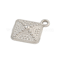 変色しない304ステンレススチールペンダント  ひし形チャーム  ステンレス鋼色  21x17x3.5mm  穴：2mm&nbsp;STAS-I307-570P