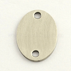 変色しにくい201ステンレススチールリンクコネクター  楕円形のスタンプ空白タグ  ステンレス鋼色  24x17x1mm  穴：3mm&nbsp;X-STAS-S031-18