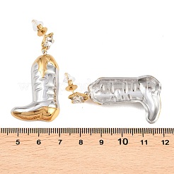 Two Tone Cowboy Boot 304 Stainless Steel Dangle Stud Earrings&nbsp;STAS-H249-21GP