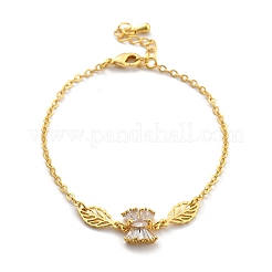 Brass Micro Pave Clear Cubic Zirconia Link Bracelets&nbsp;BJEW-U020-12G
