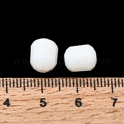 不透明な円柱状ガラスビーズ  多面カット  ホワイト  9x7.5~8mm  穴：1.5mm&nbsp;EGLA-A043-02-UP01