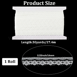 ポリエステルレーストリミングリボン  服飾材料  ホワイト  1/2インチ（14mm）&nbsp;OCOR-WH20050-028G