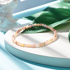 ナチュラルピンクオパールラウンドビーズストレッチブレスレット  女性のためのアクセサリー用原石のアクセサリー  内径：2-1/4インチ（5.6cm）  ビーズ：4mm&nbsp;BJEW-JB07744