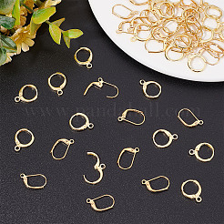 60pcs2スタイル真鍮フレンチフックピアスのパーツ  水平ループ付き  長持ちメッキ  18KGP本金メッキ  14.7~15.5x11.7~10x1.5~2mm  穴：1.5~1.8mm&nbsp;KK-CN0001-82