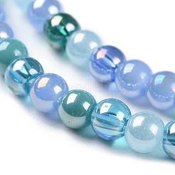 Transperant Electroplate Glass Beads Strands&nbsp;X-GLAA-P056-4mm-B03