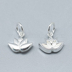 925スターリングシルバーチャーム  丸カン付き  花  銀  10x11x3mm  穴：4mm&nbsp;STER-T002-117S