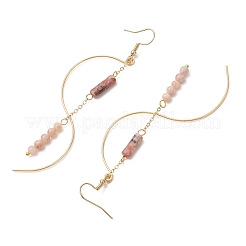 コラム ナチュラル ミックス ストーン ダングル イヤリング  女性用304ステンレススチールピアスフック付き  96mm&nbsp;EJEW-JE06335