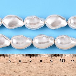 透明スプレー塗装ガラスビーズ連売り  ナゲット  フローラルホワイト  21.5x15x11.5mm  穴：1.2mm  約19個/連  15.55~15.75インチ（39.5~40cm）&nbsp;GLAA-N001-39