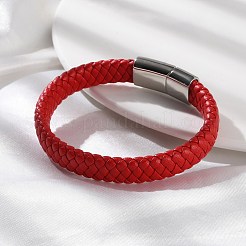 男性用編み込みマイクロファイバーレザーコードブレスレット  316サージカルステンレススチールの研磨されたバックル付き  ミックスカラー  8-1/2インチ（21.7cm）&nbsp;BJEW-Z081-08P