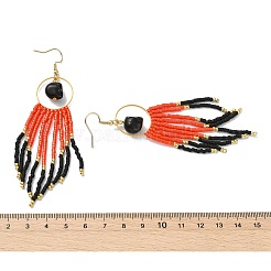 Glass Seed Tassel Earring for Women&nbsp;EJEW-MZ00798