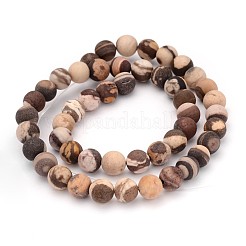 Frosted Round Natural Zebra Jasper Beads&nbsp;G-J338-01-8mm