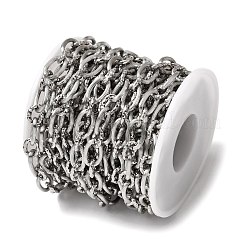304ステンレススチールフィガロチェーン  溶接されていない  スプールで  ステンレス鋼色  13x8x1.8mm&nbsp;SA-CBAB767-04P