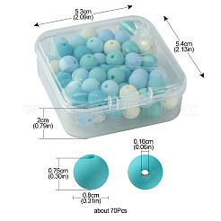 ゴム風アクリルビーズ70個  ラウンド  ダークターコイズ  8x7.5mm  穴：1.6mm&nbsp;MACR-FS0001-71A