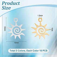 20Pcs 2 Colors 201 Stainless Steel Pendants&nbsp;STAS-UN0051-30