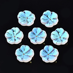 透明艶消しガラスビーズ  ABカラーメッキ  花  クリアAB  15x15x6mm  穴：1.2mm&nbsp;GLAA-Q089-003-D001