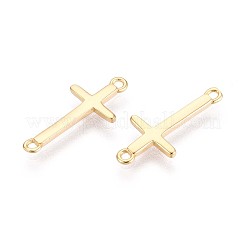 スターリングシルバーコネクターチャーム925個  宗教クロスリンク  ゴールドカラー  18.5x8.5x1mm  穴：1~1.2mm&nbsp;STER-N016-98G