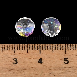 透明ガラスビーズ  ロンデル  多面カット  カラフル  7.5x5mm  穴：1.5mm&nbsp;FIND-E059-04F