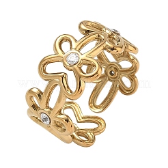 304 Stainless Steel Micro Pave Cubic Zirconia Cuff Open Rings&nbsp;SA-CBAFEB5-05G
