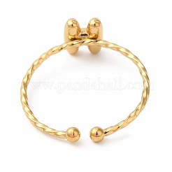 304ステンレススチールオープンカフリング  女性のためのジュエリー  18KGP本金メッキ  文字h  内径：19mm  文字：1mm&nbsp;RJEW-K261-02G-H