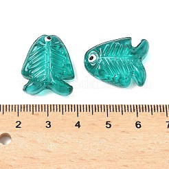 透明なガラスエナメルビーズ  魚  ライトシーグリーン  21.5x18x7mm  穴：1.5mm&nbsp;LAMP-U004-06