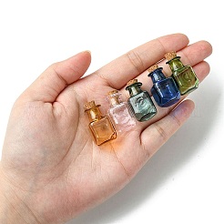 10Pcs 5 Colors Square Glass Cork Bottles Ornament&nbsp;GLAA-FS0001-72