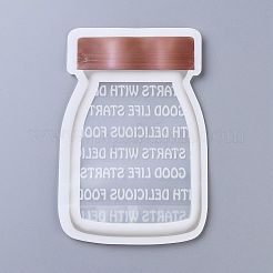再利用可能なボトル形状のジッパーシールバッグ  新鮮な気密シール食品保存袋  ナッツキャンディークッキー用  ワード模様  ブラウン  15x10.2cm&nbsp;OPP-Z001-05-A