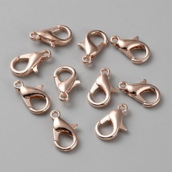 真鍮カニカン  長持ちメッキ  ローズゴールド本金メッキ  12x7.5x2.5mm  穴：1.2mm  10個/袋&nbsp;FIND-WH0110-696RG