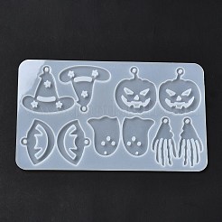 DIY ハロウィン テーマ ペンダント シリコン型  レジン型  UVレジン＆エポキシ樹脂のジュエリー作り用  手のスケルトン  魔女の帽子  カボチャ  ゴースト  口  ホワイト  105x176x5mm  穴：3mm  内径：31~47x21~48mm&nbsp;LS-DIY-I102-04