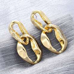 Nuggets Brass Dangle Stud Earrings&nbsp;EJEW-R025-13G