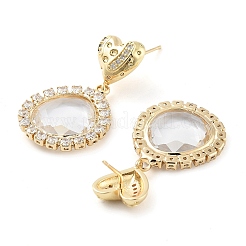 Brass with Glass Dangle Stud Earrings&nbsp;EJEW-Q800-02KCG