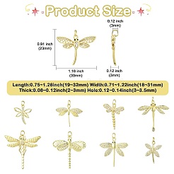 9 個 9 スタイル真鍮とキュービックジルコニアペンダント  トンボ  18KGP本金メッキ  19~32x18~31x2~3mm  穴：3~3.5mm  1個/スタイル&nbsp;KK-CJ0003-33