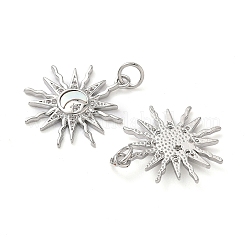 天然石ホワイトシェルペンダント  真鍮製のサンチャーム（丸カン付き）  プラチナ  22x19.5x2.5mm  穴：3.5mm&nbsp;KK-D502-20P