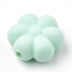 食品グレードの環境に優しいシリコーンビーズ  花  アクアマリン  14x13x6mm  穴：2mm&nbsp;SIL-N001-03Q