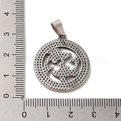 304ステンレスペンダント  十二星座のチャームが付いたフラットラウンド  アンティークシルバー  魚座  28x25x2mm  穴：7x5mm&nbsp;STAS-C084-01B-AS