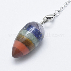 Chakra Natural & Synthetic Gemstone Teardrop Dowsing Pendulums&nbsp;G-E470-04P