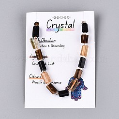 Natural Mixed Obsidian & Citrine & Tiger Eye Strands&nbsp;G-Q614-01A-05