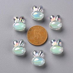 透明なアクリルビーズ  二層ビーズ  ABカラー  兎  アクアマリン  15.5x12x9.5mm  穴：2mm  約480個/500g&nbsp;TACR-S152-05B-SS2111
