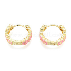 Enamel Plum Blossom Hoop Earrings&nbsp;EJEW-N011-107