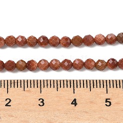 合成ゴールドストーン金砂石ビーズ連売り  多面カット  ラウンド  3~3.5mm  穴：0.6mm  約115個/連  15.43インチ（39.2cm）&nbsp;G-C263-A01-3mm