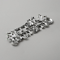 プラスチック製の大きなペンダント  メリークリスマスの魅力という言葉  クリスマスのために  銀  73x198x5.3mm  穴：3.3mm&nbsp;KY-WH0035-11B-02