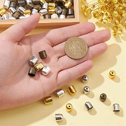 100本4色アイロンコードエンド  エンドキャップ  鐘  ミックスカラー  9x8mm  穴：1.5mm  内径：7mm  25個/カラー&nbsp;IFIN-YW0003-24