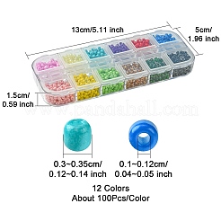 54g 12色のベーキングペイントと透明ガラスシードビーズ  ミックスカラー  8/0  3~3.5x2mm  穴：1~1.2mm  約4.5g /カラー&nbsp;SEED-FS0001-19