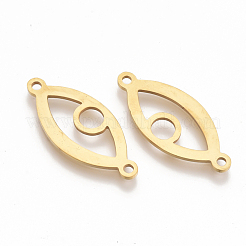 201 ステンレススチールリンクコネクター  レーザーカットリンク  目  ゴールドカラー  11x25x1mm  穴：1.5mm&nbsp;STAS-T044-68G