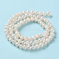 天然養殖淡水パールビーズ連売り  ポテト  グレードa ++  パパイヤホイップ  4~4.5x4~4.5mm  穴：0.5mm  約80個/連  13.58''（34.5センチメートル）&nbsp;PEAR-E018-62