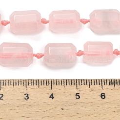 天然石ローズクォーツビーズ連売り  多面カット  コラム  13~15x8.5~9x8.5~9mm  穴：1mm  約26個/連  16.73インチ（42.5cm）&nbsp;G-L634-F01-02