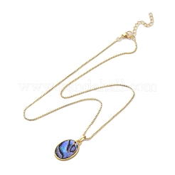 Rack Plating Natural Paua Shell Pendants Necklace&nbsp;NJEW-B104-01H-01G