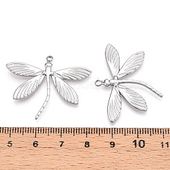 変色しない304ステンレススチールペンダント  トンボのチャーム  ステンレス鋼色  28x35x1.5mm  穴：1.5mm&nbsp;STAS-K242-16P